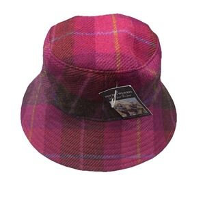 Mucros Weavers NEW Women's Size Medium Purple Plaid Wool Knit Bucket Hat Ireland